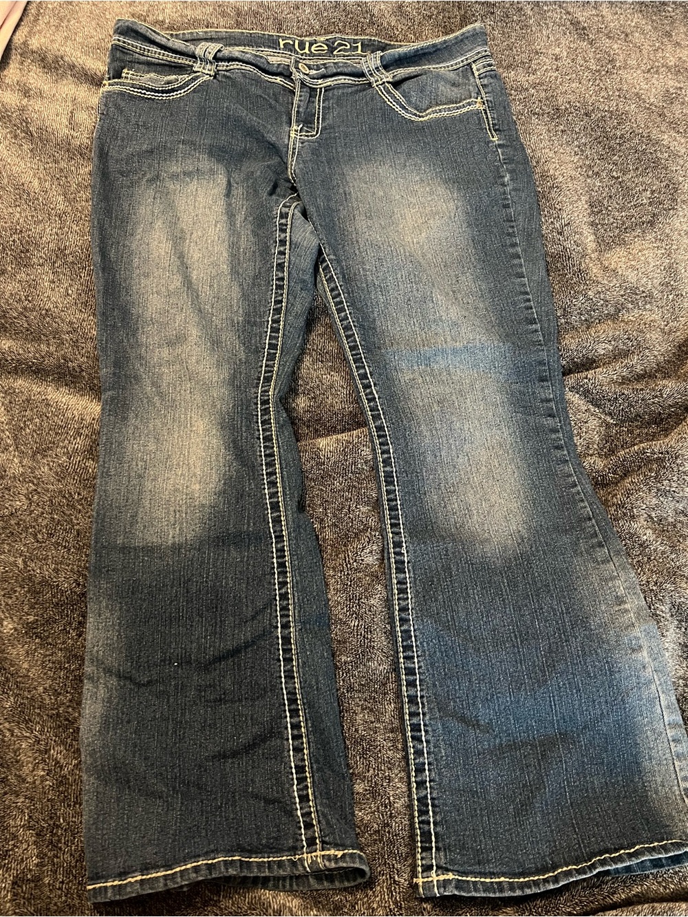 Rue21 Women's Washed Blue Flare Jeans